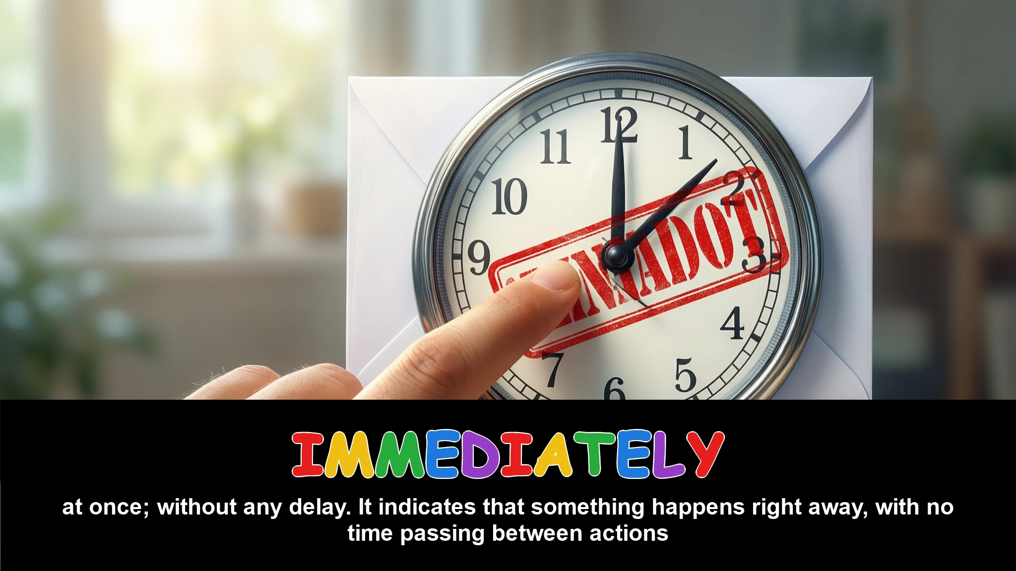 English Illustration for immediately